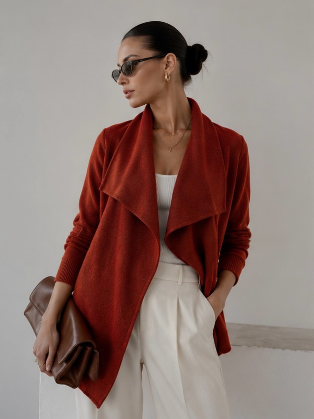 Piko 1988 Red Draped Wool-Blend Coat sweater